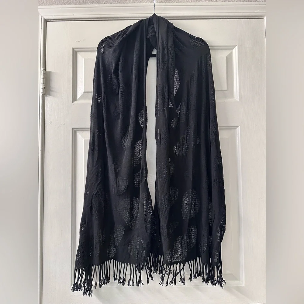 Issey Miyake FÊTE A-POC Inside Cutout Fringe Scarf Rare Avant Garde Mesh Wrap - Picture 7 of 16